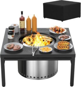 Ranger                                                          Outdoor Powder-Coated Square Fire Pit Table with Dust Cover