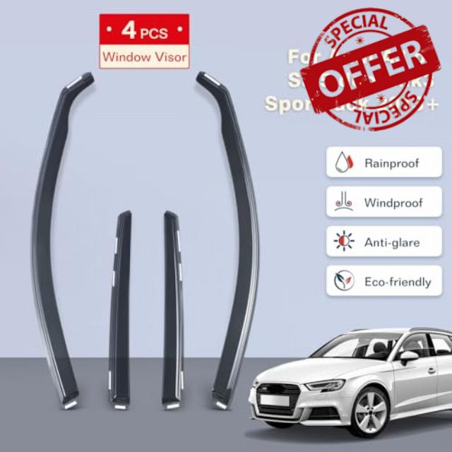 Wind Deflectors Compatible With Audi A3 or S3 MK3 2013-2019 5 Door Sportback 4pc Set