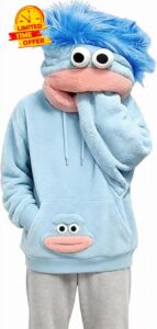 Big Mouth Monster Onesie Hoodies for Men UK Adult Funny Cute Women Halloween Costumes Onesie Adult Funny Halloween Costume Plush Hooded One Piece Soft Fabric Long Sleeve Loungewea