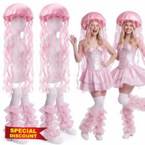 4 Pcs Halloween Costume Accessories Jellyfish Hat                                                          Halloween Costume Headpiece Ocean Creature Cosplay Outfit Under the Sea for Women Dress up