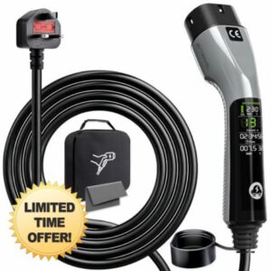 EV Car Charger Type 2 to 3 Pin Plug UK 32.8Ft/10M Car Charger 3kW 6-13A                                                          Adjustable