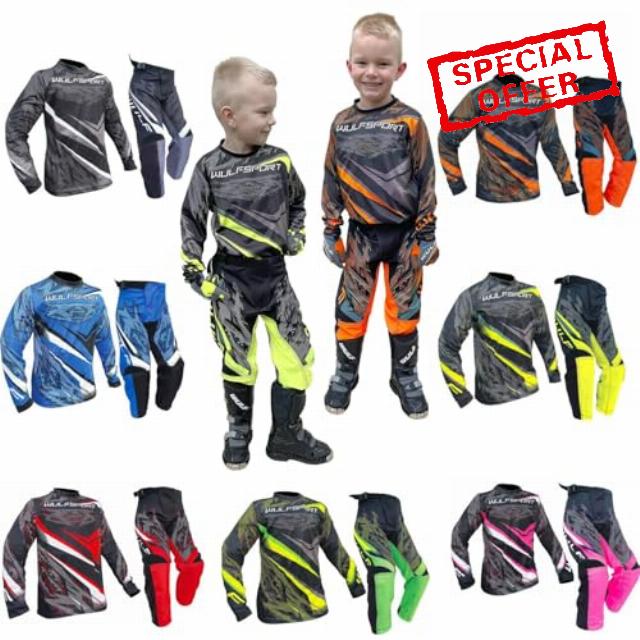 Kids MX Race Suit WULFSPORT New Junior Motocross Quad Off Road Jersey Trouser Set Motorbike Motorcycle Atv Dirt Bike Sports Racing Ki