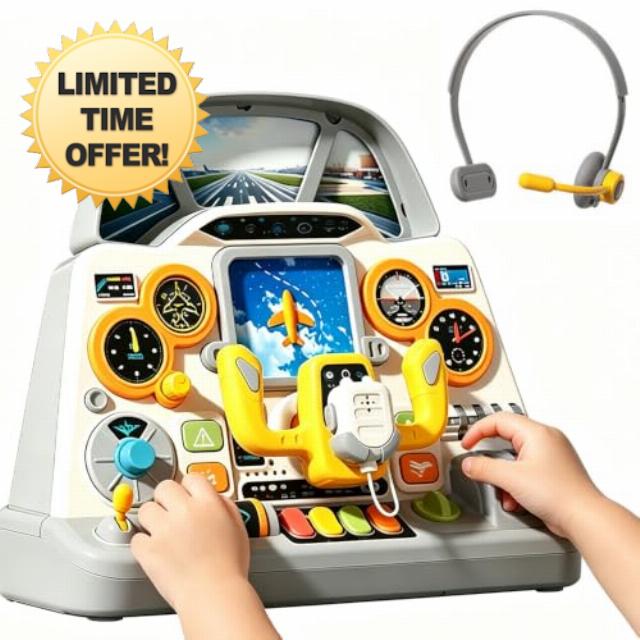 Jet Pilot Simulator Driving Toy with Lights Sounds