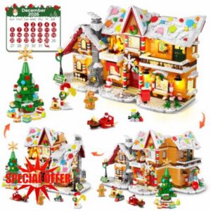 3-in-1 Advent Calendar 2026 Gingerbread House Mini Building Set with Lights                                                          24 Days Christmas Countdown Mini Village Building Block Kit with Xmas Tree