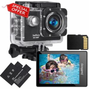 Action Camera 98FT Underwater Waterproof Camera with Memory Card                                                          2 Rechargeable Batteries