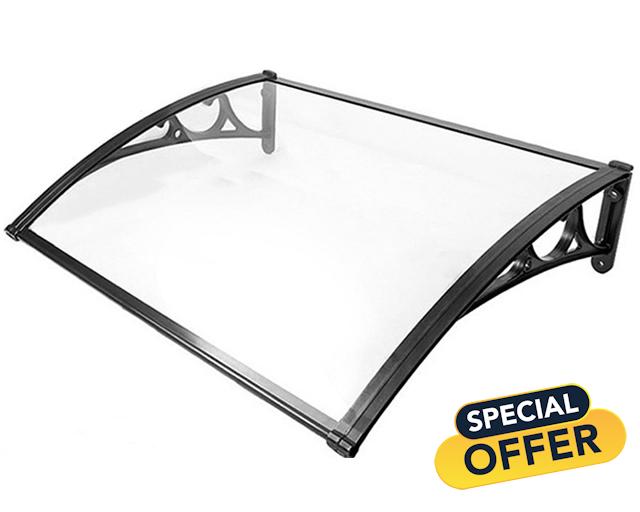 Aluminum Canopy ning for Doors & - 60x180 cm Entrance Cover Weather Protect with 60x60 cm Bracket & Slish Outdoor Shelte