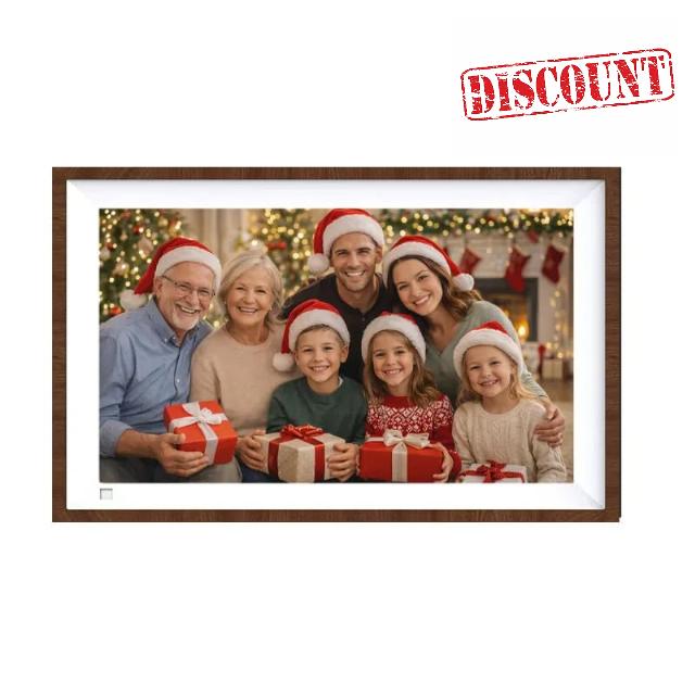 Ahalar HD IPS Smart Wi-Fi Digital Photo Frame (Natural Wood Color
