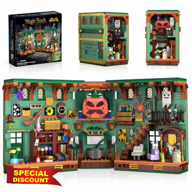 Magic Potion Book Nook Building Sets for Kids Adults Boys Girls 8+                                                          1253Pcs Miniature Book Construction Toys Bookend House Model Bookshelf Home Offce Decor Gift for Halloween Christmas Birthday
