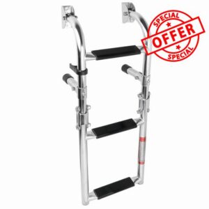 Boat Ladder - 304 Stainless Steel 3 Step Folding Ladder for Pontoo