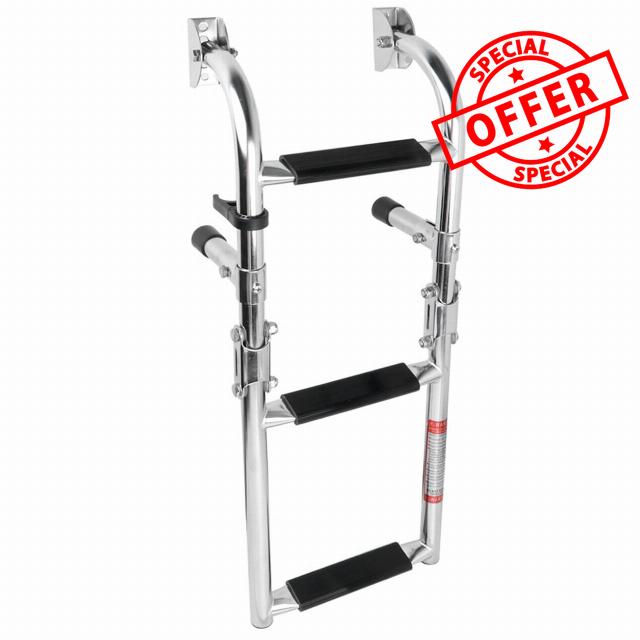 Boat Ladder - 304 Stainless Steel 3 Step Folding Ladder for Pontoo