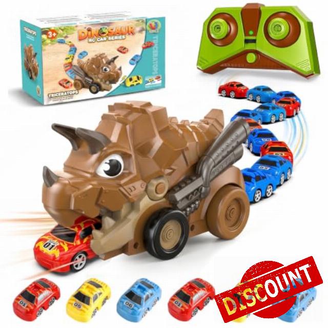 Remote Control Dinosaur Monster with 6 Magnetic Cars