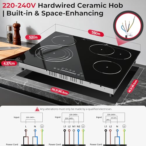 6700W Electric Hob with Oval & Triple Ring Zone 60cm Built-in