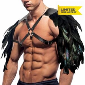 Feather Shoulder Armor Faux Leather Medieval Viking Warrior Knight Body Chest Harness Shoulder Guard Halloween Renaissance LARP Cosplay Costume Shoulder Piece Pad