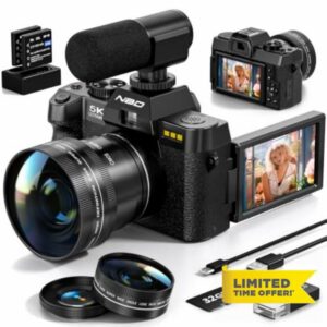 5K&64MP Digital Camera for Photography & Video，Black                                                          16X Zoom