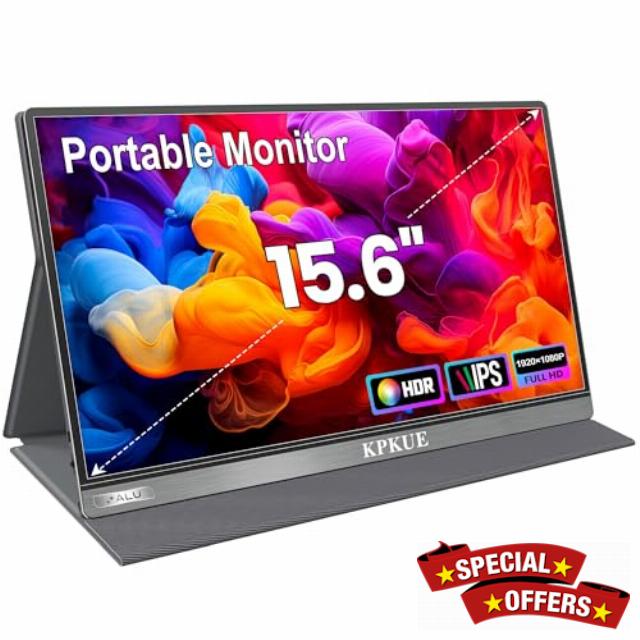 KPKUE 15.6" Portable Monitor Eye Care FHD Portable Laptop Monitor with Smart Cover