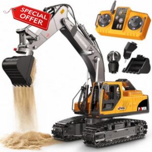 CozyBomB 3-in-1 Remote Controlled Excavator Toy with Metal Attachments                                                          2.4GHz RC Excavator Toy