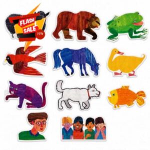 Brown Bear Felt Story Set 11 Figures with Hook-and-Loop Dots                                                          Flat Printed Felt Story Figures With Hook-And-Loop Dots For Reading Corners Group Lessons And Story Displays