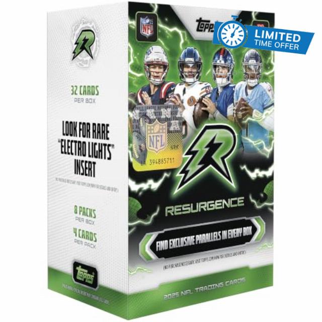 2025 Topps Resurgence Football - Factory Sealed - Value Box                                                          4 Cards Per Pack. 8 Packs Per Box. Look for rare "electro lights" insert.