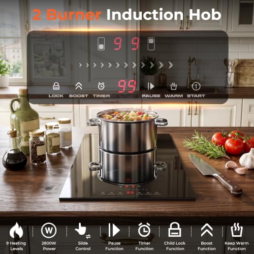Built-in Plug in Electric Hob 2 Burners Slider Touch