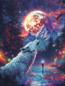 WEISHIWE Wolf Under Moon Paint by Numbers for Adults 20x28 Inch v-1113                                                          Paint by Number Kits DIY Acrylic Painting Kit