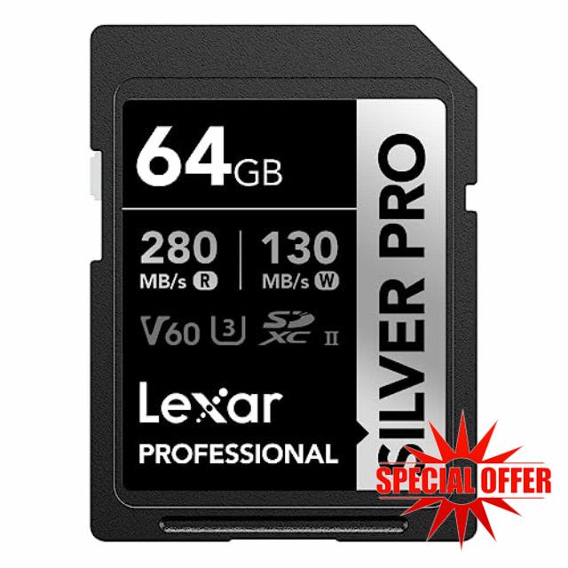 Lexar SILVER PRO SD Card 64GB UHS-II SDXC                                                          V60