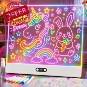 Neon LED Light Drawing Board for Kids