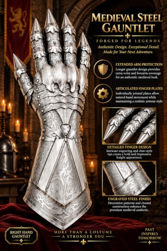 Engraved Gothic Knight Armour Gloves for LARP