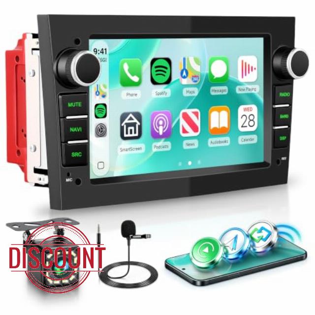 Rimoody Wireless Carplay Car Stereo for Vauxhall Corsa Astra Vivaro Zafira                                                          for Meriva Vectra Antara Combo Android Auto 7 Inch Touchscreen FM AM RDS EQ Back Camera
