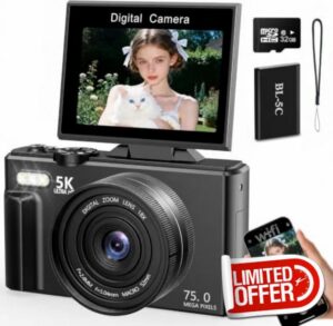 Digital Camera 5K 75MP Camera with WIFI