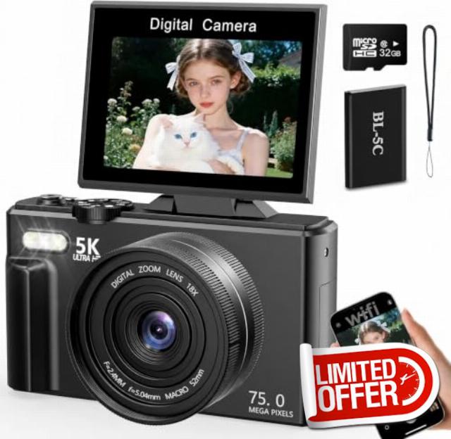 Digital Camera 5K 75MP Camera with WIFI