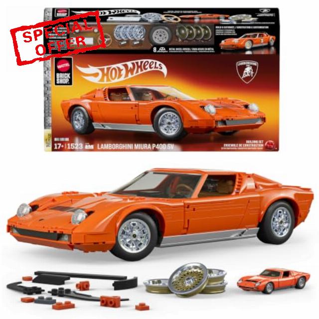 Mattel Brick Shop Hot Wheels Lamborghini Miura P400 SV Building Toy Kit                                                          1523 Pieces
