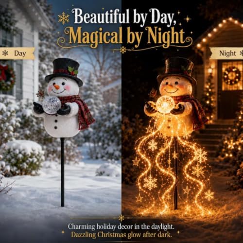 Cascading Snowmans Christmas Stake Lights for Yard & Garden Xmas Decor,1pc