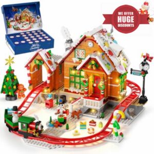 Advent Calendar Gingerbread House Roller Coaster Building Set with Light                                                          24-Day Christmas Countdown with 24 Individual Boxes