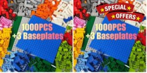 HUIZDQ 1000-Piece Building Brick Set with 3 Stackable Baseplates