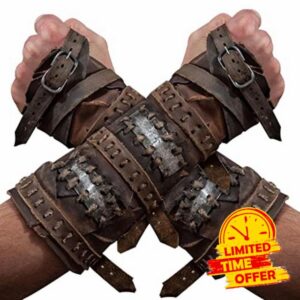 Arm Guards Costume | Steampunk Retro Knights Leather Battle Arm Guard | Wristband Arm Bracers Halloween Cosplay Costume Accessory