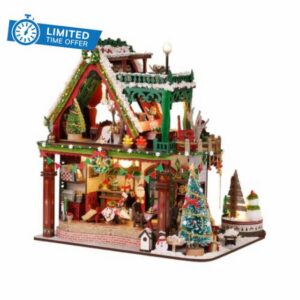 Christmas Wooden House Model Kit DIY Craft for Adults Display                                                          Step-by-step Colour Guide for Ages 14 Plus
