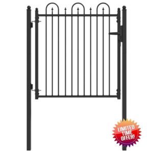 idaXL Fence Gate DRONTEN 100 x 100 cm Metal Black Lockable
