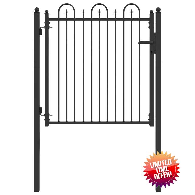 idaXL Fence Gate DRONTEN 100 x 100 cm Metal Black Lockable