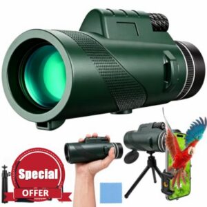 BIBIRE 40x60 Monocular Telescope for Adults High Powered with Phone Adapter                                                          Monocular for Bird Watching FMC & BAK4 Monoscope for Travelling Concert
