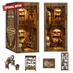 Book Nook Kit for Adults Wooden DIY Miniature House with LED Light                                                          3D Wooden Puzzle