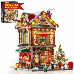 Lumibricks Town Life Christmas Pub Modular Building Set with Dynamic LED Lights
