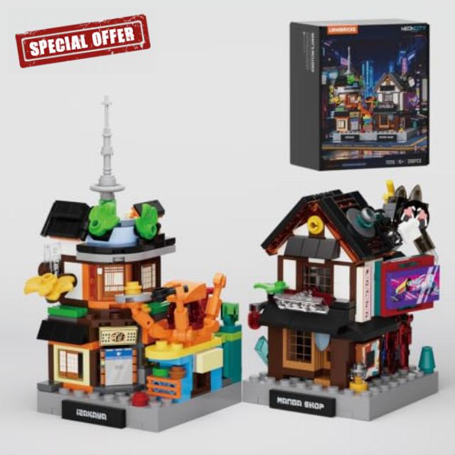 Lumibricks Cyberpunk Micro Izakaya & Manga Shop Building Set