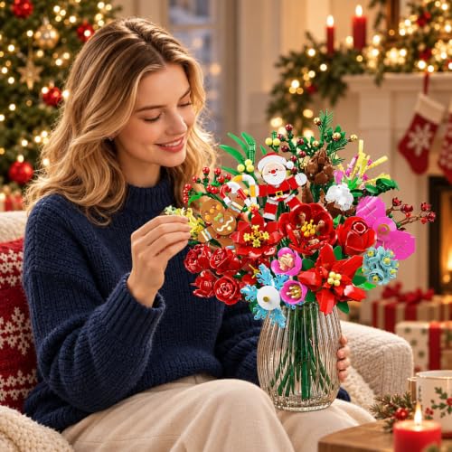 24-Day Christmas Bouquet Building Set 24 Days Christmas Countdown Flower Building Kit Home Decor