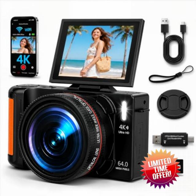Digital Camera 4K 64MP with WIFI