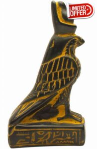 Discoveries Egyptian Imports - Egyptian God Horus Statue - Antique Gold Mini - 4" - Made in Egyp