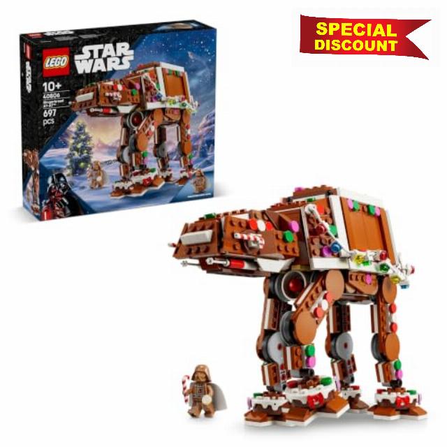 LEGO Star Wars 40806 Gingerbread AT-AT Walker - Kids' Christmas Crafts Toy incl. Darth Vader Minifigure w/Lightsaber - Festive Décor - Gift for 10+ Year Old Boys & Fans