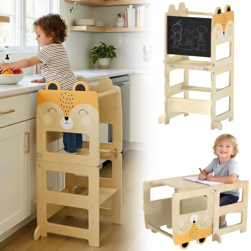 Fox-Shaped Toddler Step Stool with Chalkboard