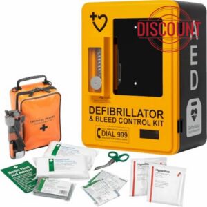 Safety First Aid HypaGuard Outdoor AED Cabinet and Bleed Control Bundle                                                          Lockable and Alarmed Defibrillator Cabine