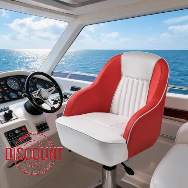 Heavy Duty PVC Captain Chair for Boat Marine Vessel Helm Seat Waterproof                                                          Cushioned Support Durable Non-Slip Marine Grade Skipper Seat for Fishing Yacht Pontoon Boat RV Camping Outdoor Use