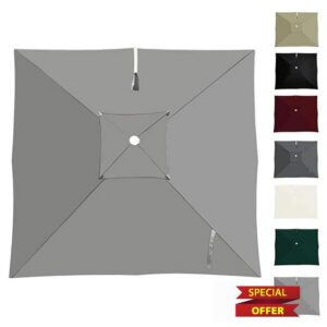 3x3 3x4m Square Umbrella Canopy Replacement Patio Umbrella Replacement Canopy 8 Ribs Cantilever Umbrella Replacement Canopy Waterproof Offset Parasol Replacement Fabric(Light Gray